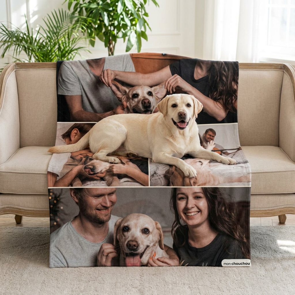 Couverture Mosaïque « Vos 4 Photos » — Polaire Personnalisée