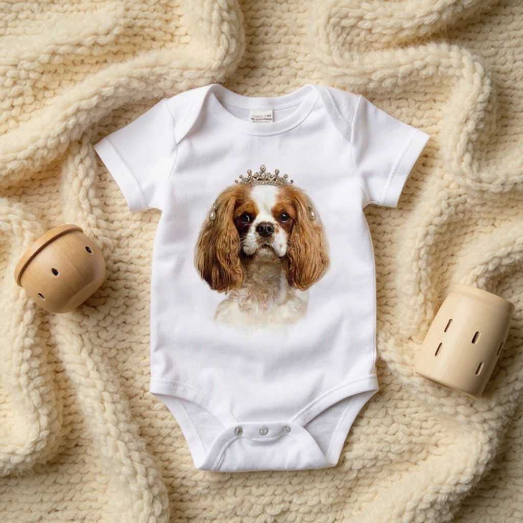Body bébé blanc avec tête de chien — photo réaliste