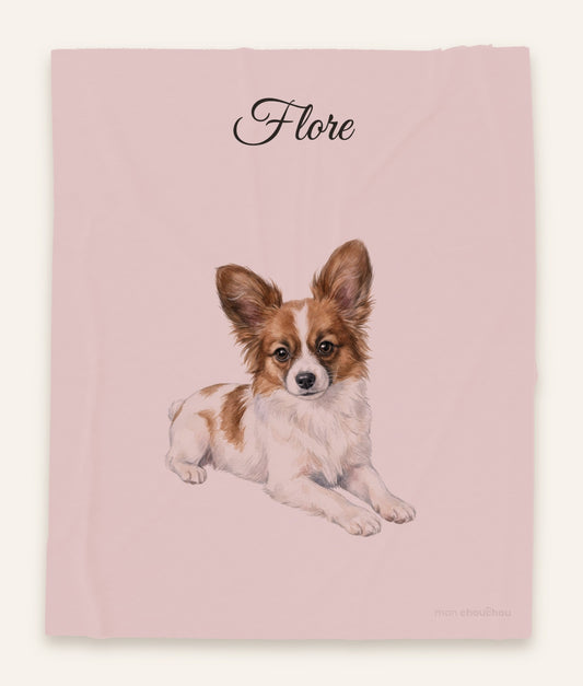 Couverture Portrait Fidèle aquarelle rose poudré avec prénom