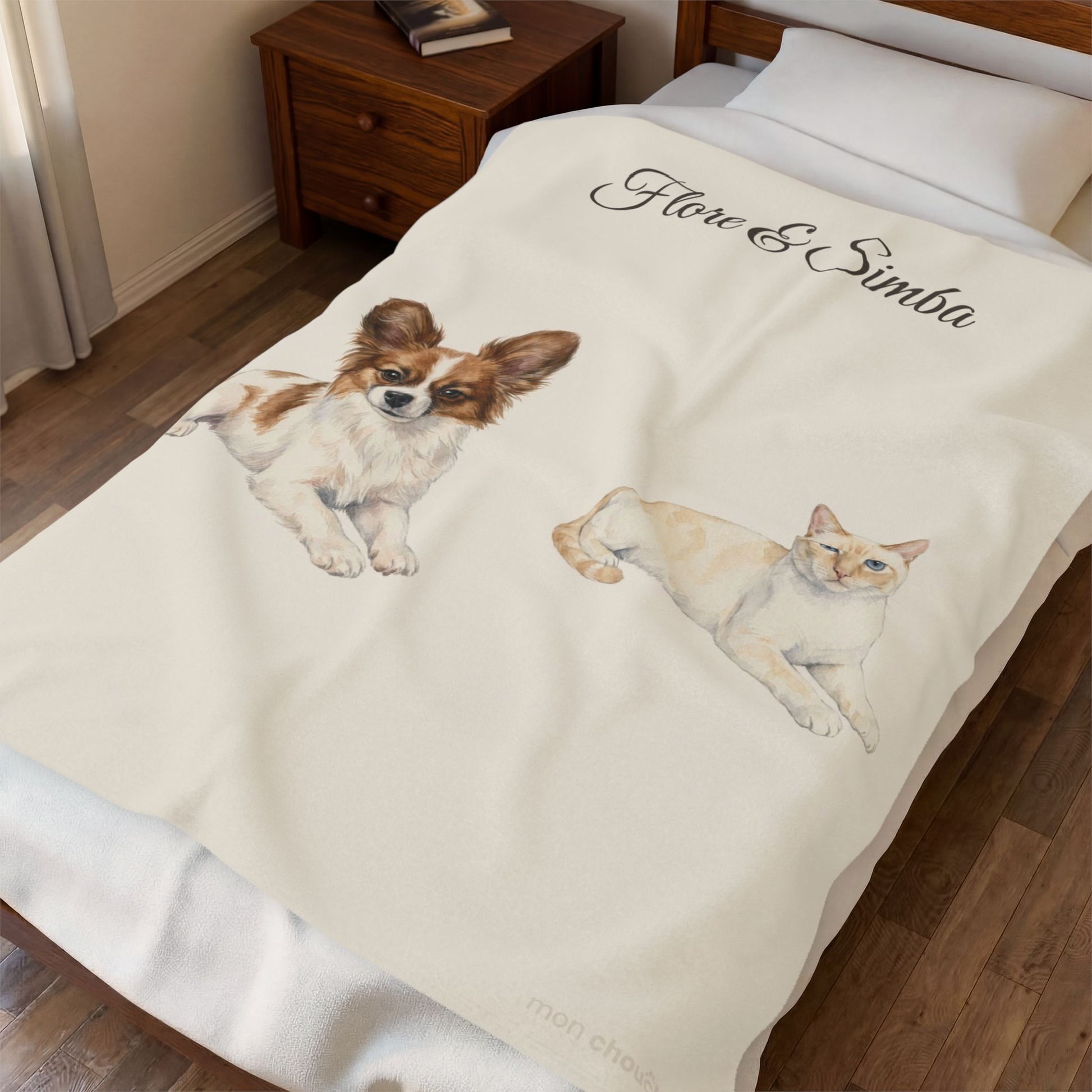 Couverture duo deux animaux aquarelle crème