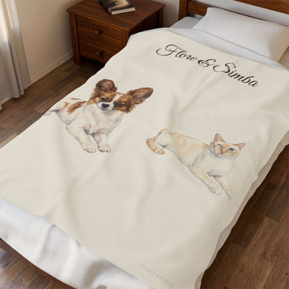 Couverture duo deux animaux aquarelle crème