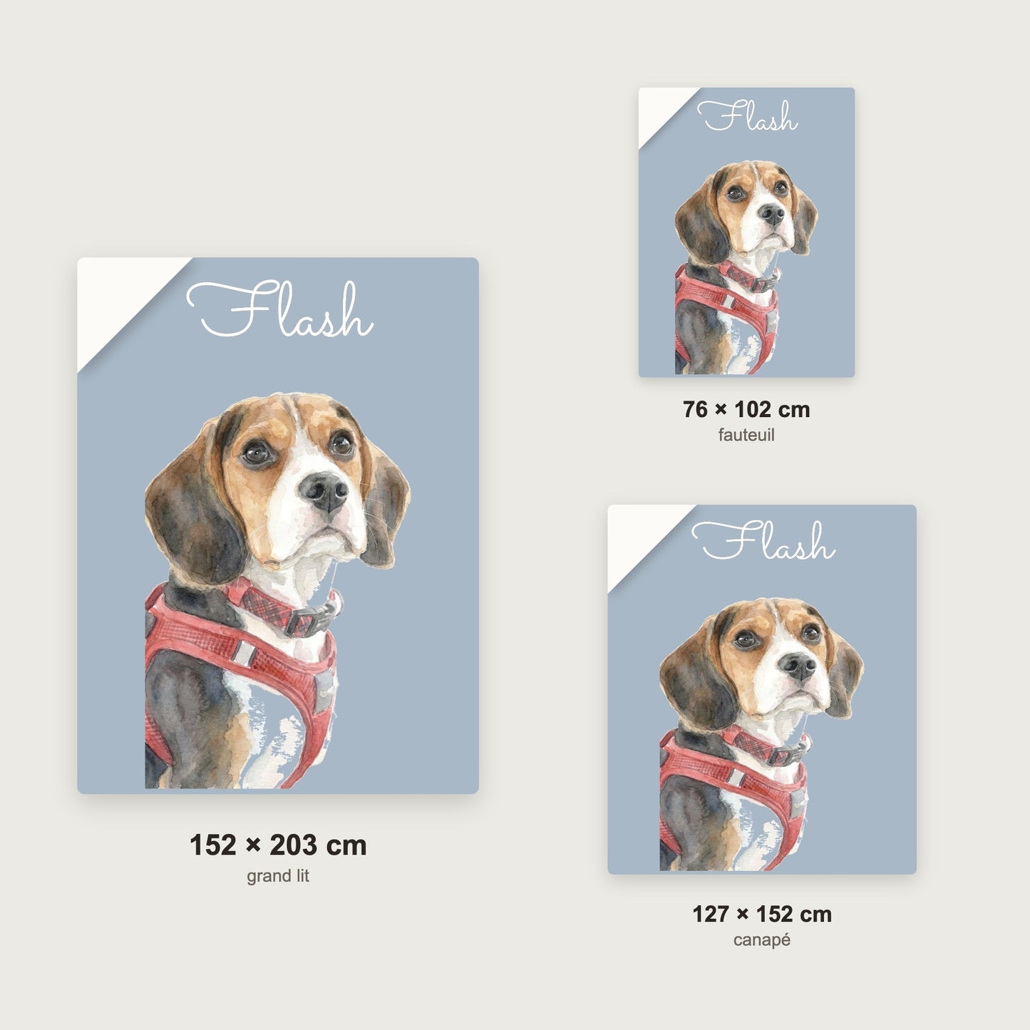 Les trois tailles de couverture portrait