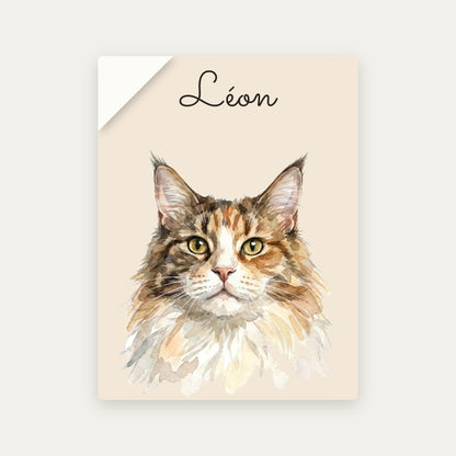 Couverture portrait chat à plat, coin replié