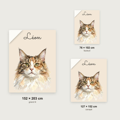 Les trois tailles de couverture portrait chat