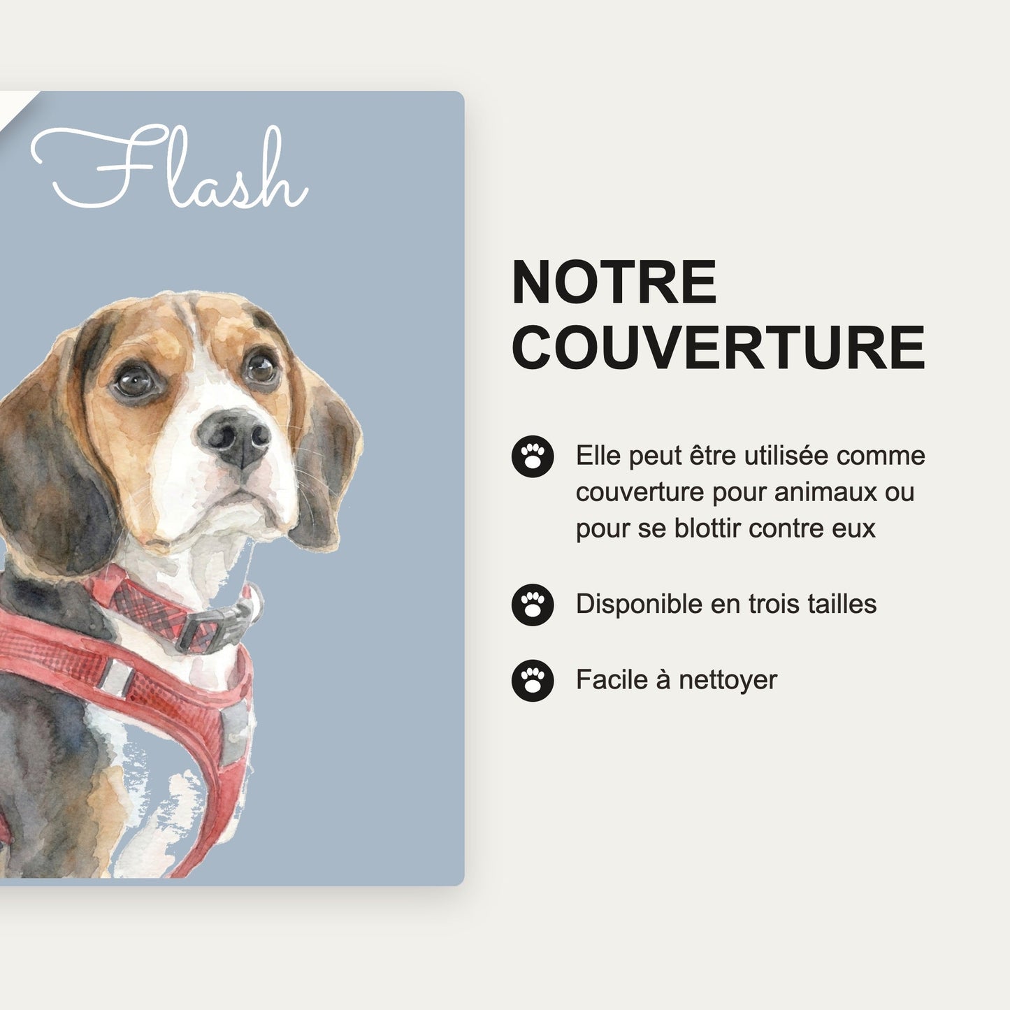 Notre couverture polaire, trois tailles, facile à nettoyer